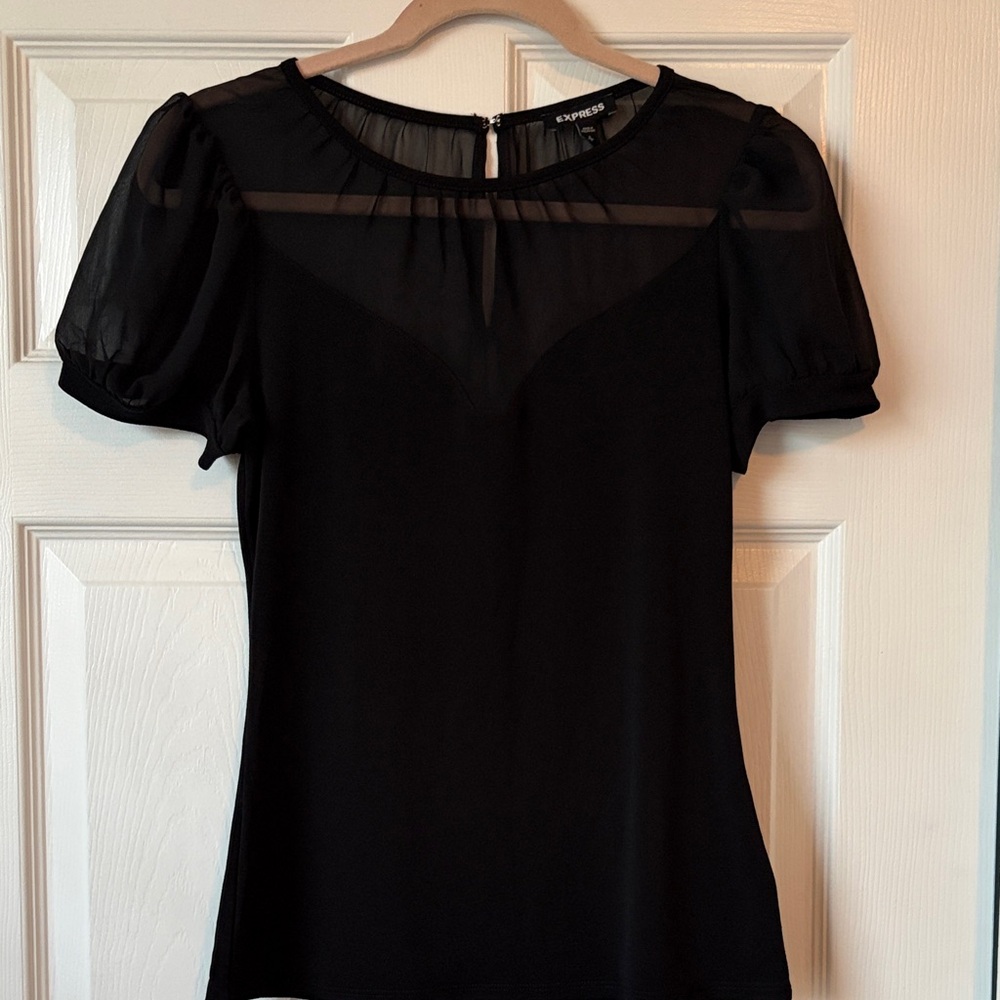 Express Black Sheer Sleeve Blouse SP